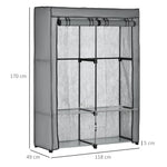 Wardrobe Fabric, Foldable with Zipper, Light Grey