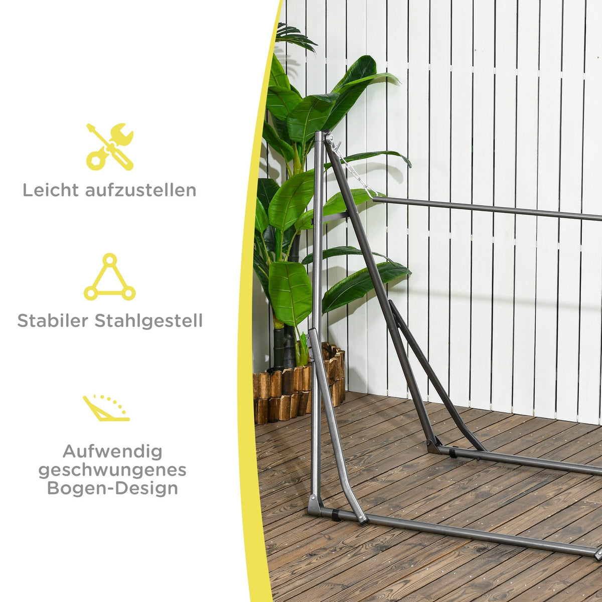 Foldable 2-in-1 Hammock Stand & Clothes Rack, 120kg Load Capacity, 290x92x88cm, for Garden & Patio