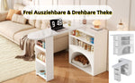 Extendable Table, Rotating High with Pet Area, White Marble Effect
