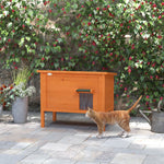Wooden Cat House, Outdoor Insulated Elevated, Orange