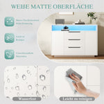 Multi-functional Cabinet with Open Shelving, Three Drawers and Side Doors, Matte White