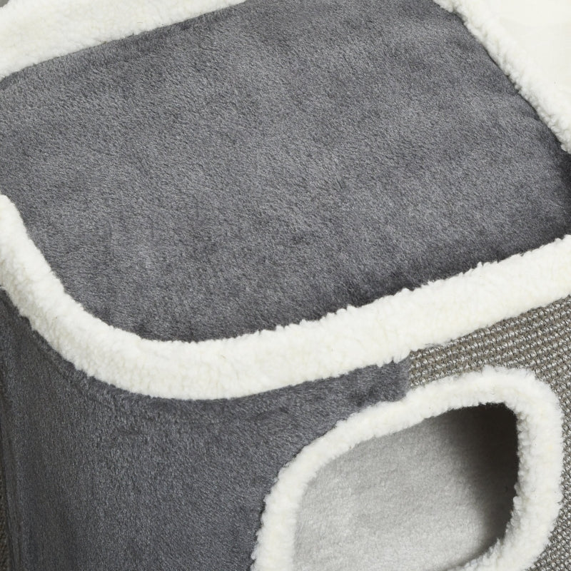 Cat Tree Scratching Barrel 3-Level Sisal Grey+White