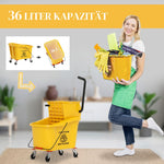 Cleaning Cart - 36 Liter, Mop & Handle - Yellow