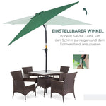 Folding Parasol Garden Market Umbrella Hand Crank Aluminum Ø2.6m Dark Green Polyester