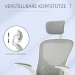 Ergonomic Office Chair, Headrest Rocking Function Height Adjustable, Grey