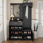 Compact Wardrobe and Shoe Cabinet Combination, Multifunctional Storage Shelf with Mirror, Modern