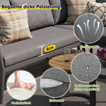 Garden Lounge Set for 5-6 People, 6-Piece Modular Corner Outdoor Sofa with Cushions, PE Rattan Grey