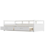 Pull-out Sofa Bed, 90/180x200 cm, Drawers & Slatted Frame, Pine Wood, White