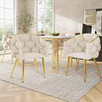 Dining Table Set 5-Piece 140x80cm - Marble Pattern Gold Legs