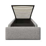 Upholstered Platform Bed 90x200cm Hydraulic Storage & Drawer, Grey