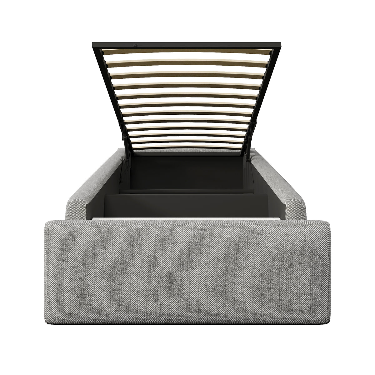 Upholstered Platform Bed 90x200cm Hydraulic Storage & Drawer, Grey