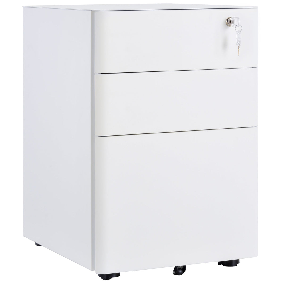 Mobile Filing Cabinet 3 Drawers Office Steel White 39x48x59cm