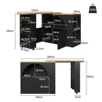 Extendable Bar Table with Storage, Movable, LED Lighting, Black