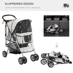 Dog Buggy, Foldable Rain Cover 2 Cup Holders, Grey
