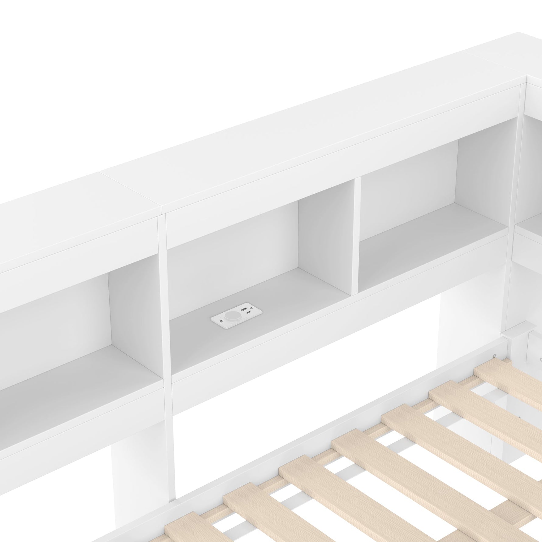 Daybed with 2 Drawers and USB Charging Ports, 140 x 200 cm, White Chipboard