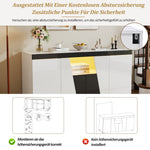 Living Room Sideboard 140x40x65cm Large Storage 4 Doors LED Light Strip Angled Design Black and White