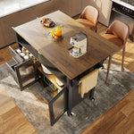 Mobile Kitchen Island with Worktop, Glass Display, LED & Casters - Black