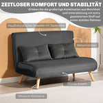 2-Seater Sofa Bed, Adjustable Backrest, Fabric Upholstery, Grey