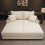 Double Sofa Bed with Sleeping Function, USB Port & Cup Holder - Beige