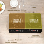 Induction Hob, 2 Plate Portable, 3500W, Black