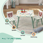 Children’s table with 2 chairs, kids’ seating set with 1 table & 2 chairs, cute animal design, suitable for children aged 3–8 years, green