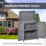 Garden Cabinet Weatherproof Tool Cabinet Double Door 2 Compartments Fir Wood Dark Grey