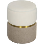 Storage Stool with Lid, Metal Ring, Two-Tone Design, Cream White