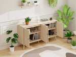 Sideboard 4 Doors Unique Wave Pattern 150x40x80cm - Wood Look