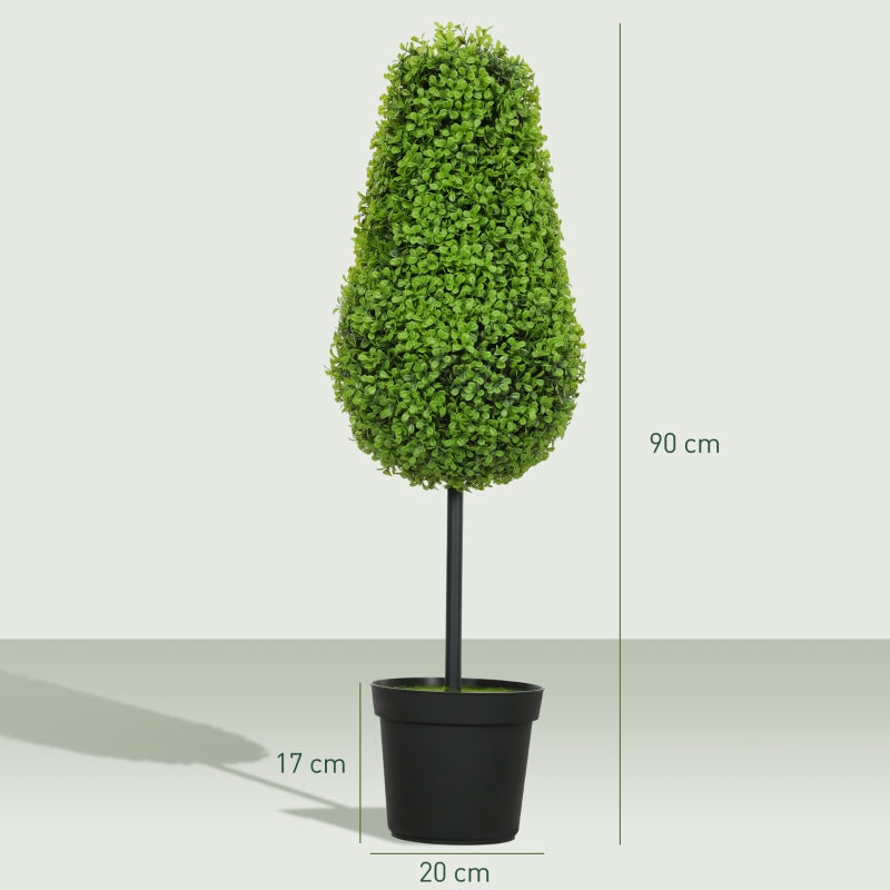 Artificial Boxwood Plants, Teardrop Shape 90cm, Plastic