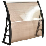 canopy front door pent canopy roof, weatherproof, 120x75cm, brown polycarbonate