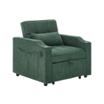 3-in-1 Light Luxury Sofa Bed with Slide-to-Transform Design and USB Charging, Green