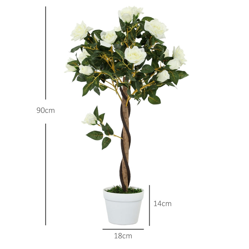 Artificial Tree, Plant in Cement Pot, Green