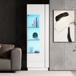 Cabinet, 60x40x180cm High-Gloss Display with LED Lighting, White Acrylic