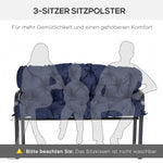3-Seater Bench Cushion 150x98x8 cm, Outdoor/Indoor Seat Pad with Ties, Dark Blue