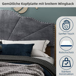 Modern Minimalist Soft Bed, Comfortable Headboard, 160x200cm, Gray