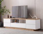 TV Cabinet Modern Color-Block 180cm Wood Grain Finish White