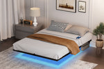 Floating Metal Bed with LED Lighting, 160x200 cm, Black