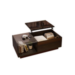 LED Coffee Table, Height-Adjustable with Hidden Storage and Shelf, High-Gloss