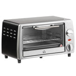 Electric Oven 10L Adjustable Temperature and Timer, 750W, Silver Black