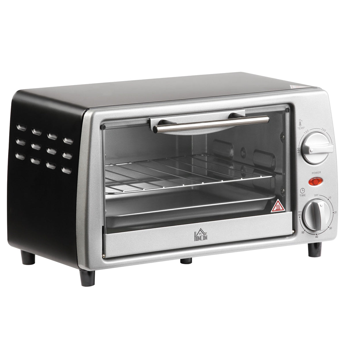 Electric Oven 10L Adjustable Temperature and Timer, 750W, Silver Black