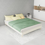 Modern Minimalist Bed Frame 140x200cm with Mattress, Beige Velvet