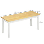 2-Seater Bench, 220kg Capacity, 102 x 36 x 45 cm, Pinewood White