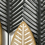 3D Wall Art 2-Set Leaves Decoration, Modern Metal Black and Natural