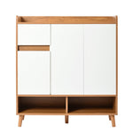 Chest of drawers with adjustable shelves, minimalist home organizer with solid wood legs