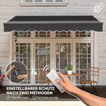 Clamp Awning, Hand Crank, Height Adjustable, UV 30+, Dark Grey