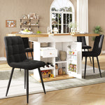 Telescopic Dining Table with Extendable Design and Wine Rack, White