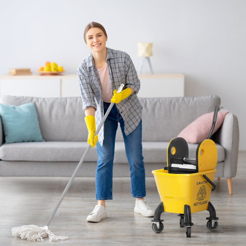 Cleaning Cart Mop Bucket with Press, 26 Liter, Yellow