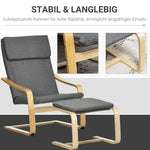 Relaxing Armchair with Footstool, Wing Chair, Grey Linen