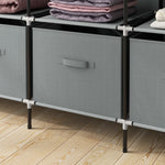 Fabric Wardrobe, Clothes Rail 10 Compartments 4 Drawers, Dark Grey