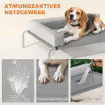 Outdoor Dog Bed, Raised with L-Shaped Cushion for Medium Dogs, Light Grey